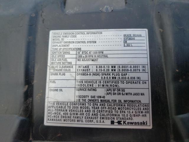 2006 KAWASAKI KVF360 A P - JKBVFHA196B553615