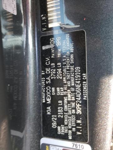 3KPF24AD6NE419109 KIA FORTE FE