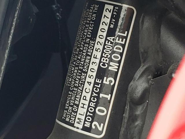 2015 HONDA CB500 FA - MLHPC4503F5200272