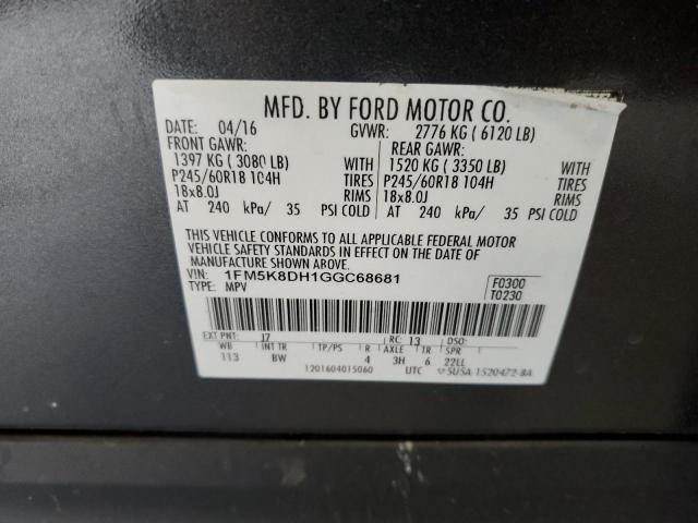 1FM5K8DH1GGC68681 Ford EXPLORER XLT