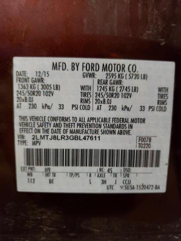 2LMTJ8LR3GBL47611 Lincoln Mkx Reserve