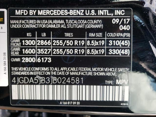 4JGDA5JB3JB024581 Mercedes-Benz GLE 350