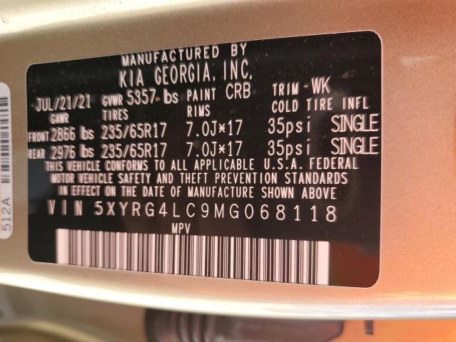 5XYRG4LC9MG068118 KIA SORENTO LX