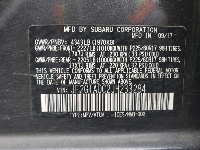 2018 SUBARU CROSSTREK - JF2GTADC2JH233284