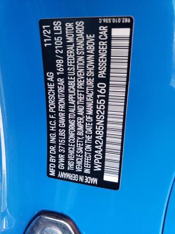 WP0AA2A85NS255160 Porsche Cayman Base