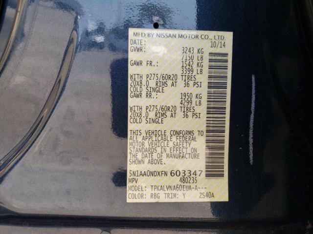 5N1AA0NDXFN603347 Nissan ARMADA SV