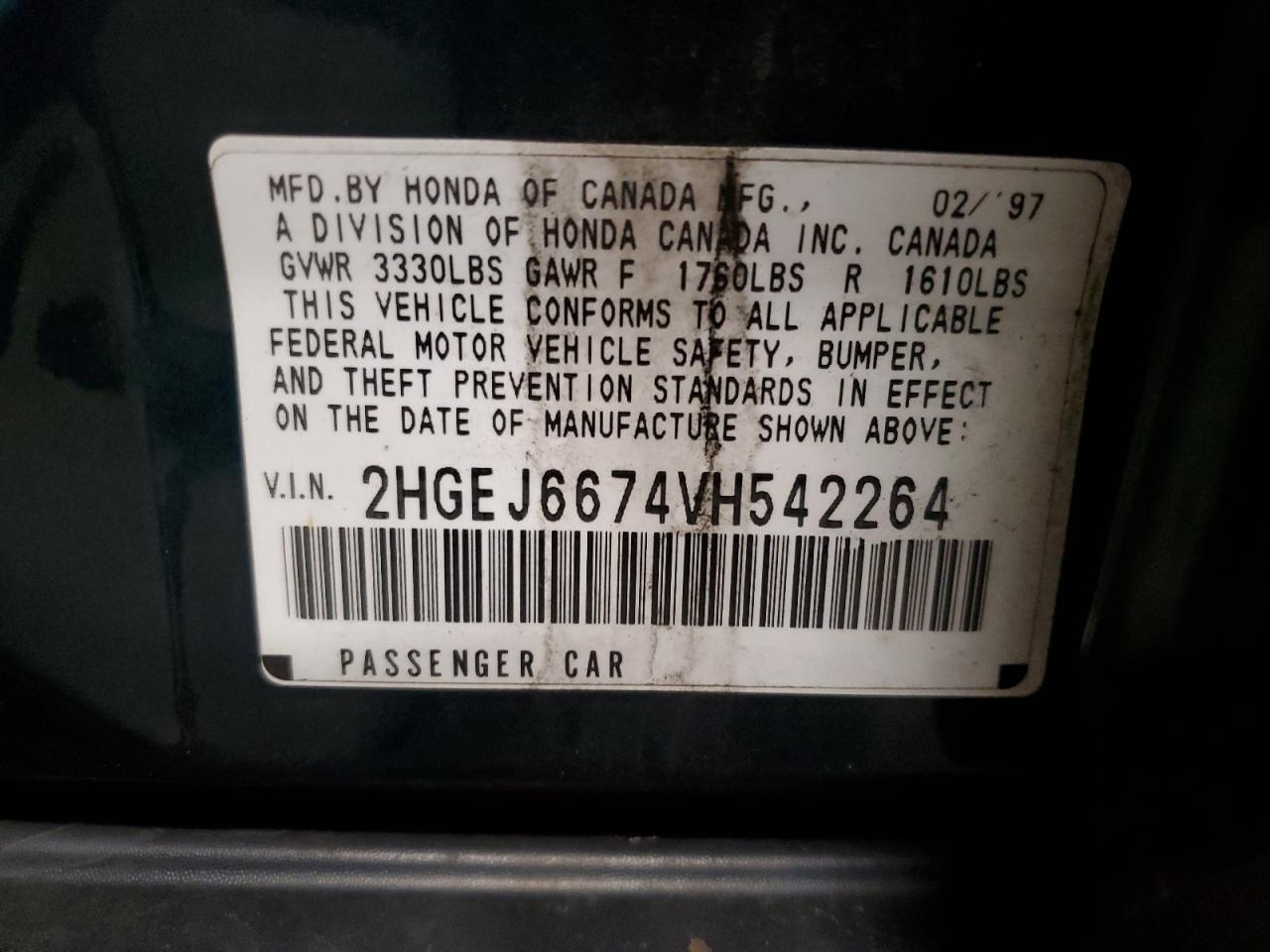 2HGEJ6674VH542264 1997 Honda Civic Lx