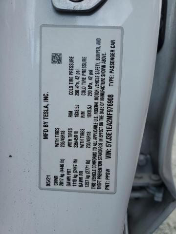5YJ3E1EA2MF976908 Tesla MODEL 3