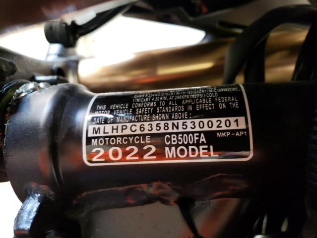 2022 HONDA CB500 FA - MLHPC6358N5300201