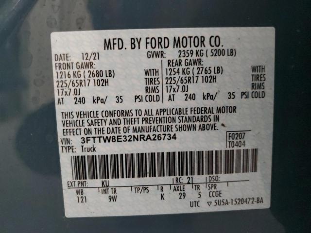 3FTTW8E32NRA26734 Ford Maverick Xl
