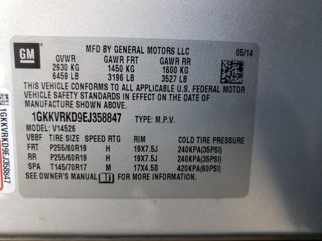 1GKKVRKD9EJ358847 GMC Acadia Slt-1