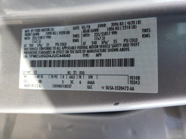 1FMCU0GD4JUC44640 Ford ESCAPE SE