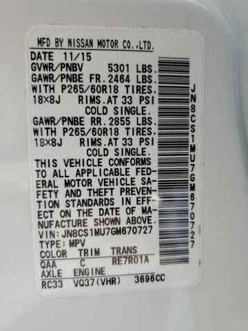 JN8CS1MU7GM670727 Infiniti QX70