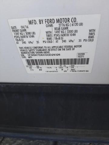 1FM5K7D8XGGD29326 Ford EXPLORER XLT