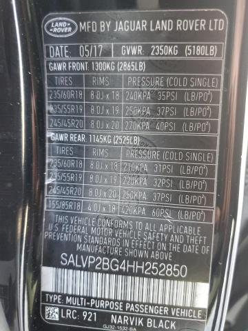SALVP2BG4HH252850 Land Rover Range Rover Evoque Se