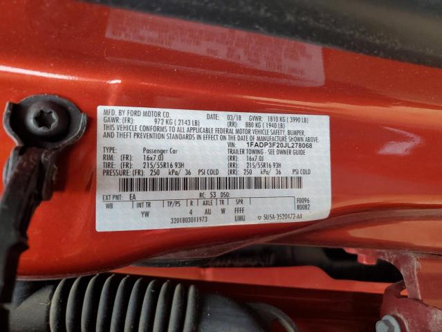 1FADP3F20JL278068 Ford FOCUS SE