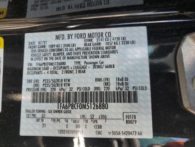 1FA6P8CF0M5126880 Ford MUSTANG GT