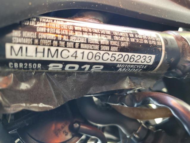2012 HONDA CBR250 R MLHMC4106C5206233