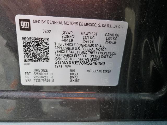 2022 CHEVROLET EQUINOX LT - 3GNAXKEV8NS246480
