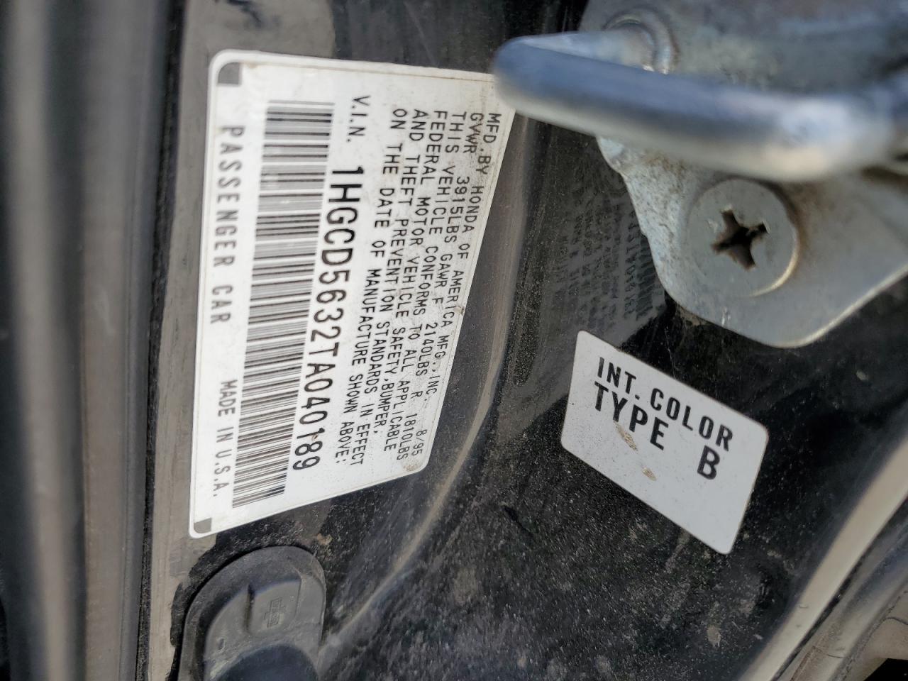 1HGCD5632TA040189 1996 Honda Accord Lx