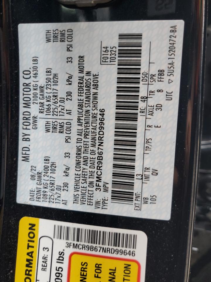 3FMCR9B67NRD99646 2022 Ford Bronco Sport Big Bend