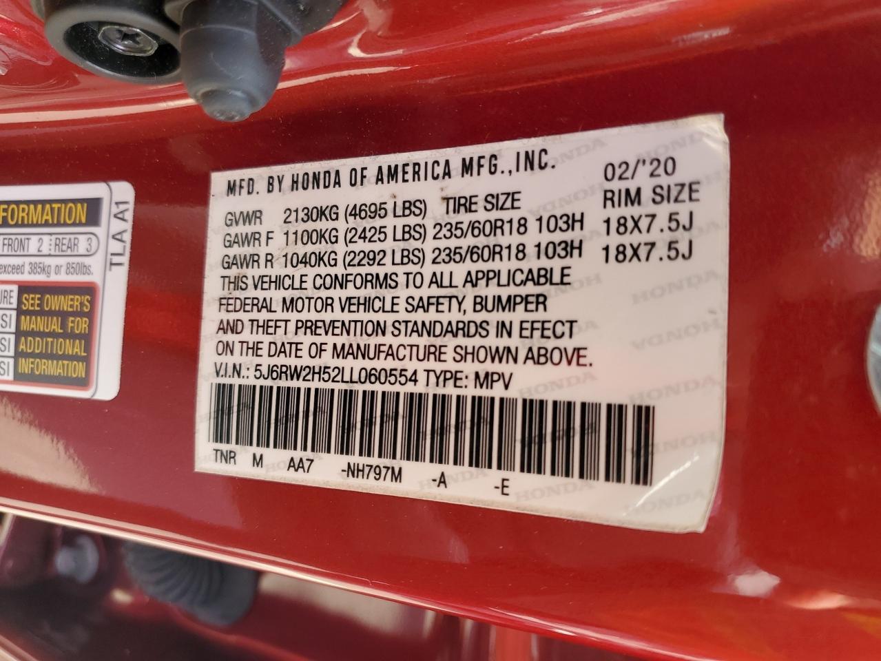 5J6RW2H52LL060554 2021 Honda Cr-V Ex