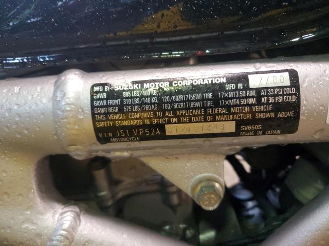 2001 SUZUKI SV650 S JS1VP52A512101443