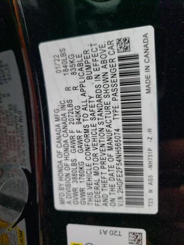 2HGFE2F54NH565074 Honda Civic Sport
