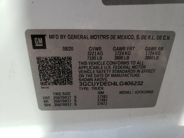 2020 CHEVROLET SILV1500 4 3GCUYDED4LG406232