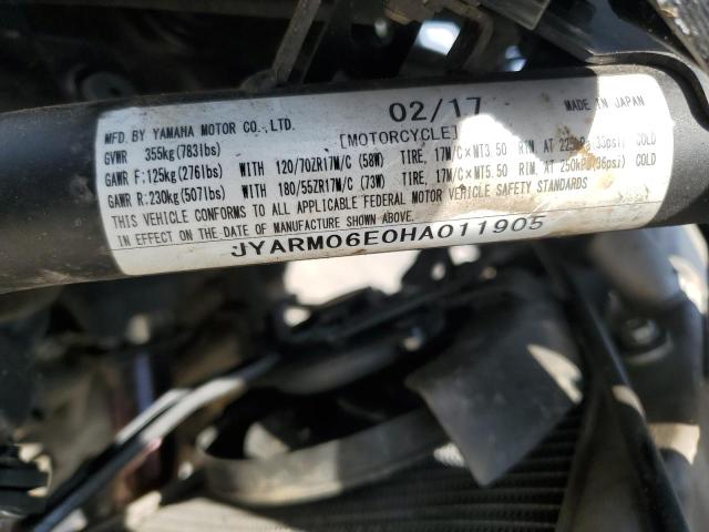 2017 YAMAHA FZ07 JYARM06E0HA011905