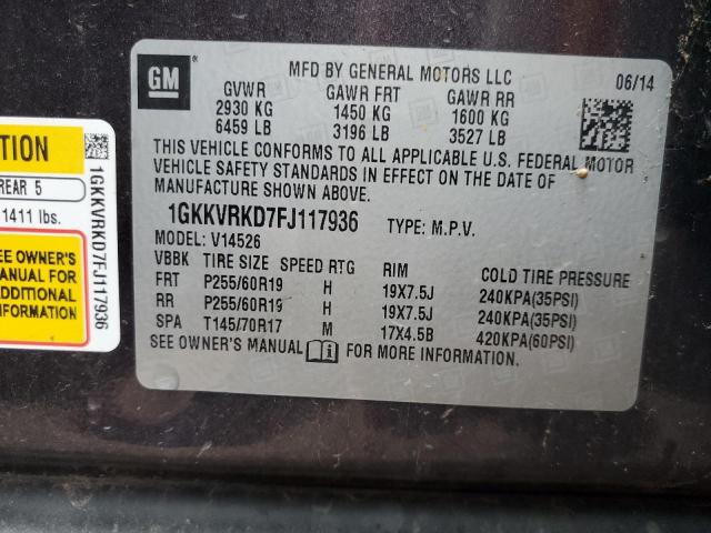 1GKKVRKD7FJ117936 GMC Acadia Slt-1
