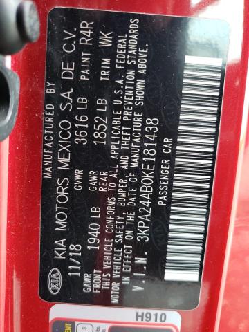 3KPA24AB0KE181438 KIA RIO S