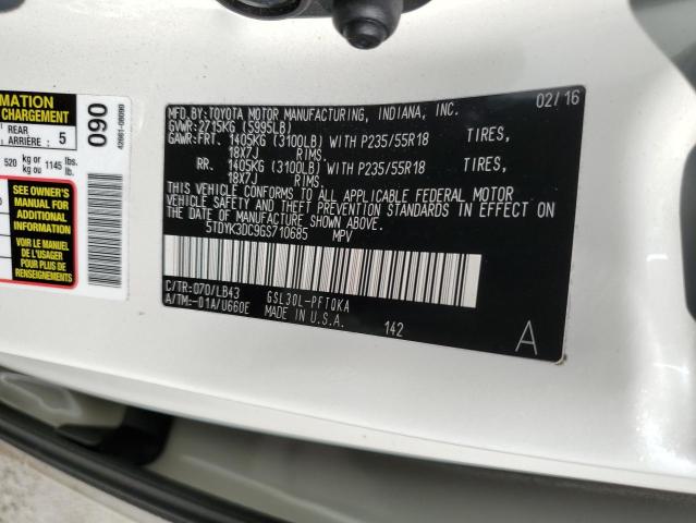 5TDYK3DC9GS710685 Toyota SIENNA XLE