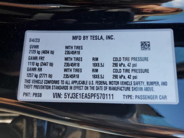 5YJ3E1EA5PF570111 Tesla Model 3  12