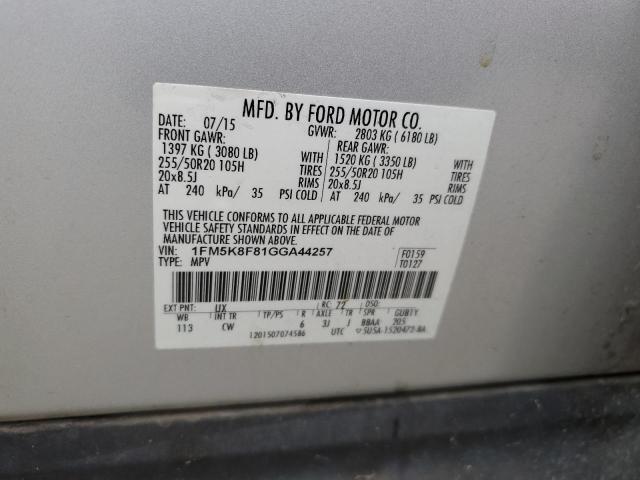 1FM5K8F81GGA44257 Ford Explorer Limited