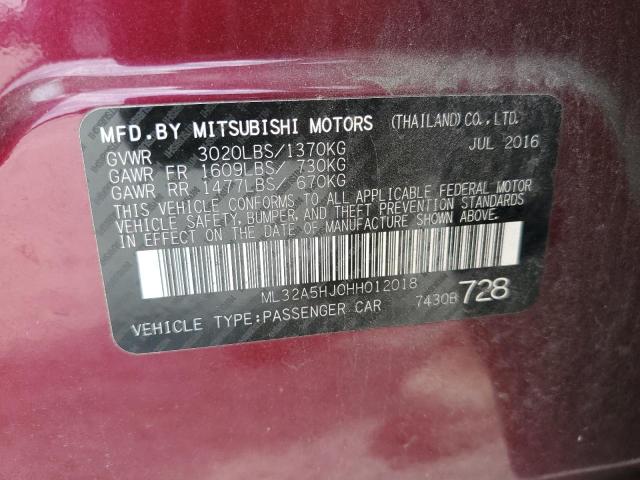 2017 MITSUBISHI MIRAGE GT ML32A5HJ0HH012018