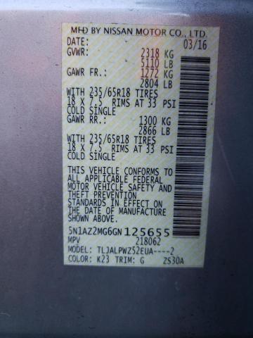 5N1AZ2MG6GN125655 Nissan MURANO S