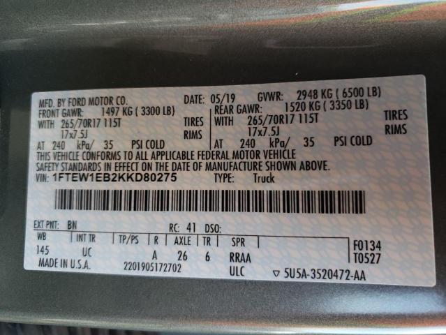 2019 FORD F150 SUPER - 1FTEW1EB2KKD80275