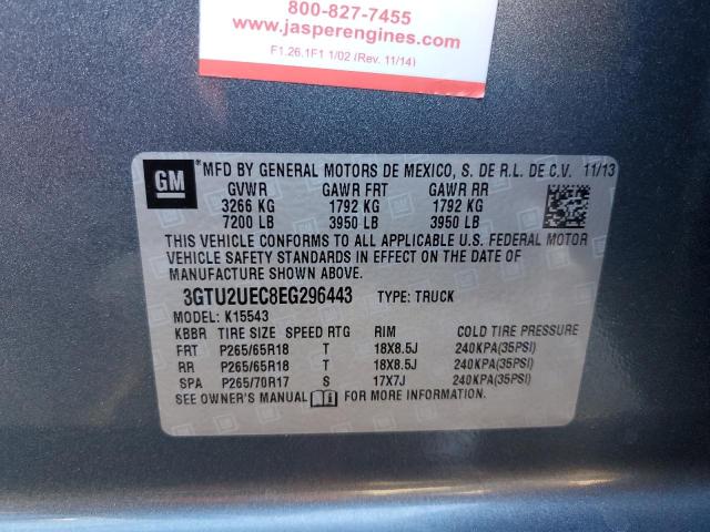 3GTU2UEC8EG296443 GMC Sierra K1500 Sle