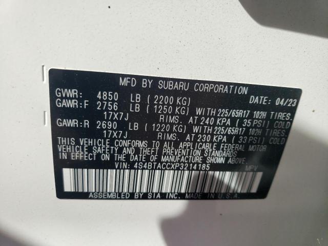 VIN 4S4BTACCXP3214185 Subaru Outback PR 2023 12