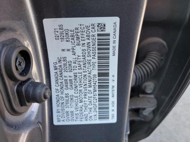 2HGFC2F87MH542709 Honda Civic Sport