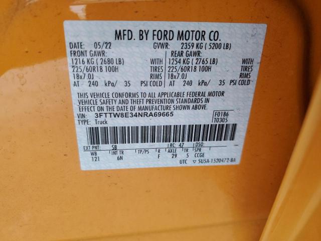 3FTTW8E34NRA69665 Ford Maverick Xl