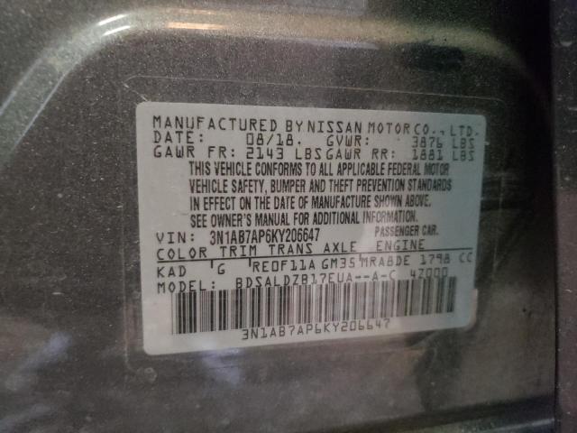 3N1AB7AP6KY206647 Nissan Sentra S 10