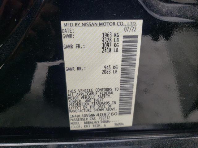 1N4BL4DV6NN408760 Nissan ALTIMA SV