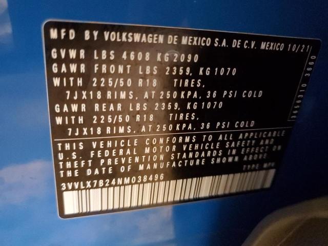 2022 VOLKSWAGEN TAOS SE IQ - 3VVLX7B24NM038496