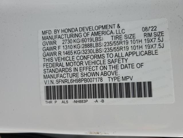 5FNRL6H98PB007178 2023 HONDA ODYSSEY, photo no. 13