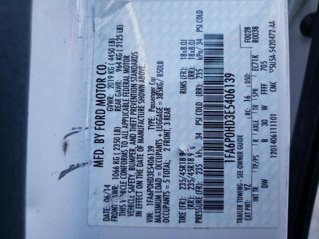 1FA6P0HD3E5406139 Ford FUSION SE