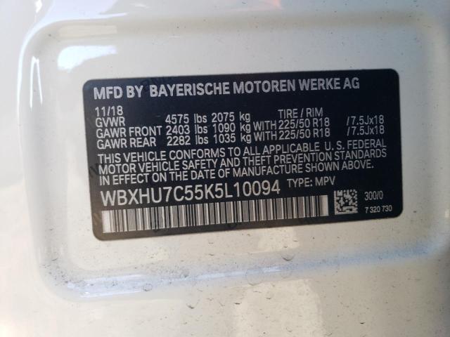 2019 BMW X1 Sdrive28I VIN: WBXHU7C55K5L10094 Lot: 70338533