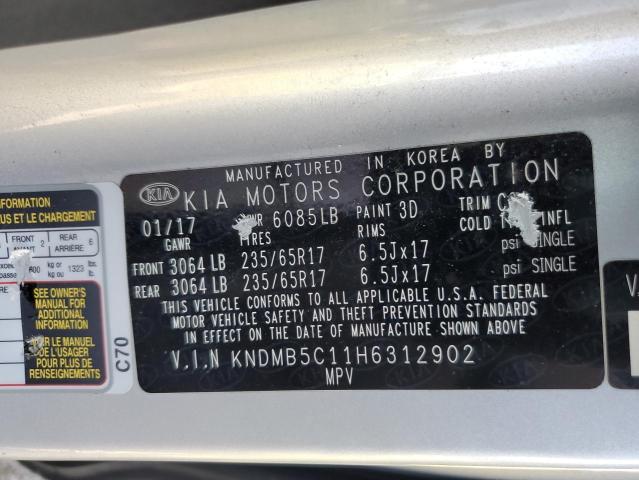 KNDMB5C11H6312902 KIA SEDONA LX