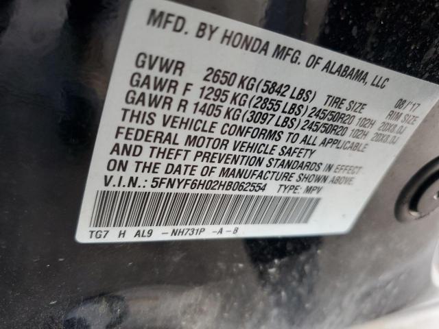 5FNYF6H02HB062554 Honda Pilot Elite